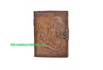 Handmade Vintage New Antique Design Dragon Embossed Leather Journal Notebook Charcoal Color Journals 7x5 Inches Notebook